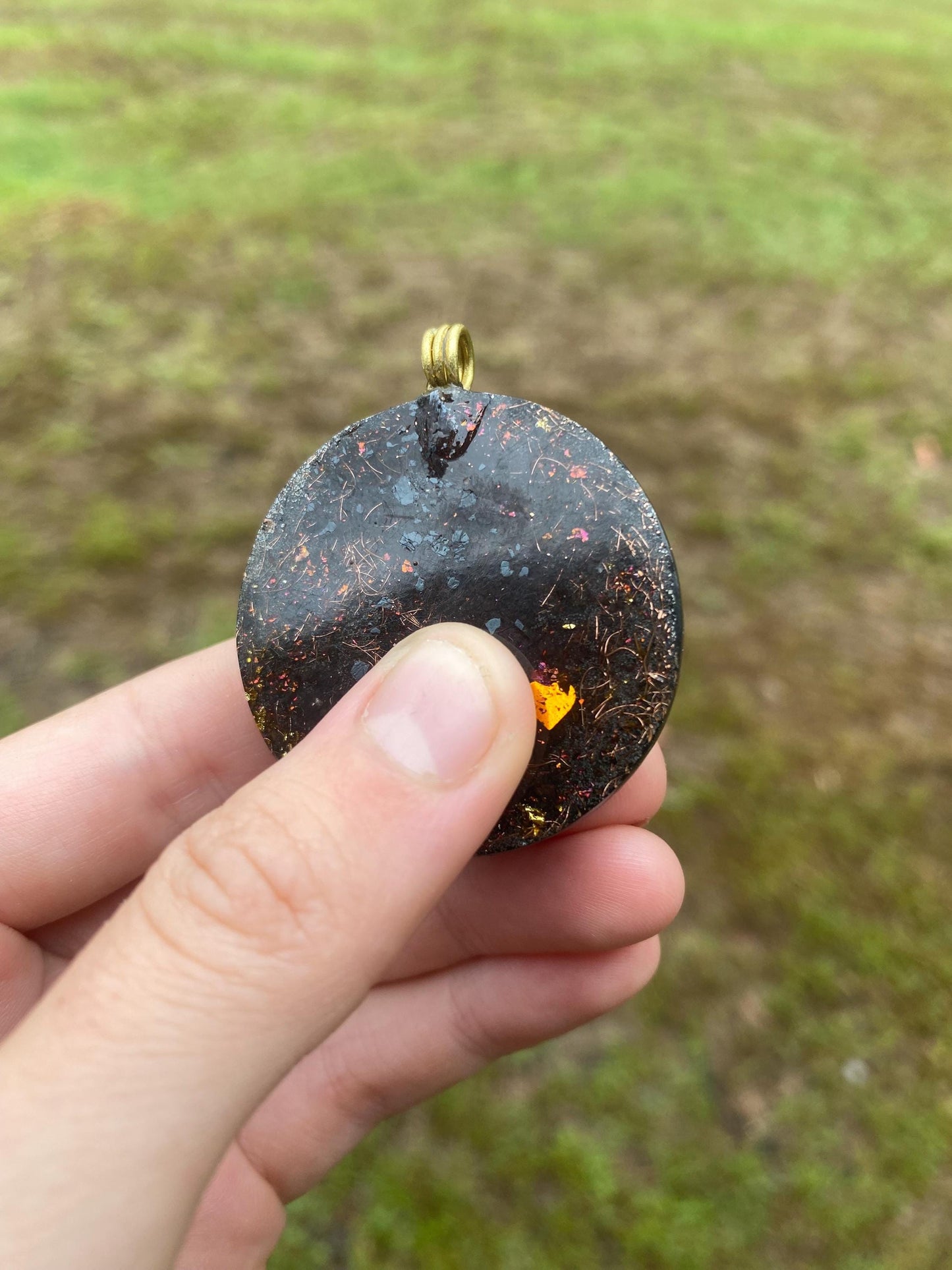 Sun and Moon. Orgone Pendant Necklace. Made w Elite Shungite, Lodestone and Double Tensor Ring. Powerful. EMF Protection. 5G Protection