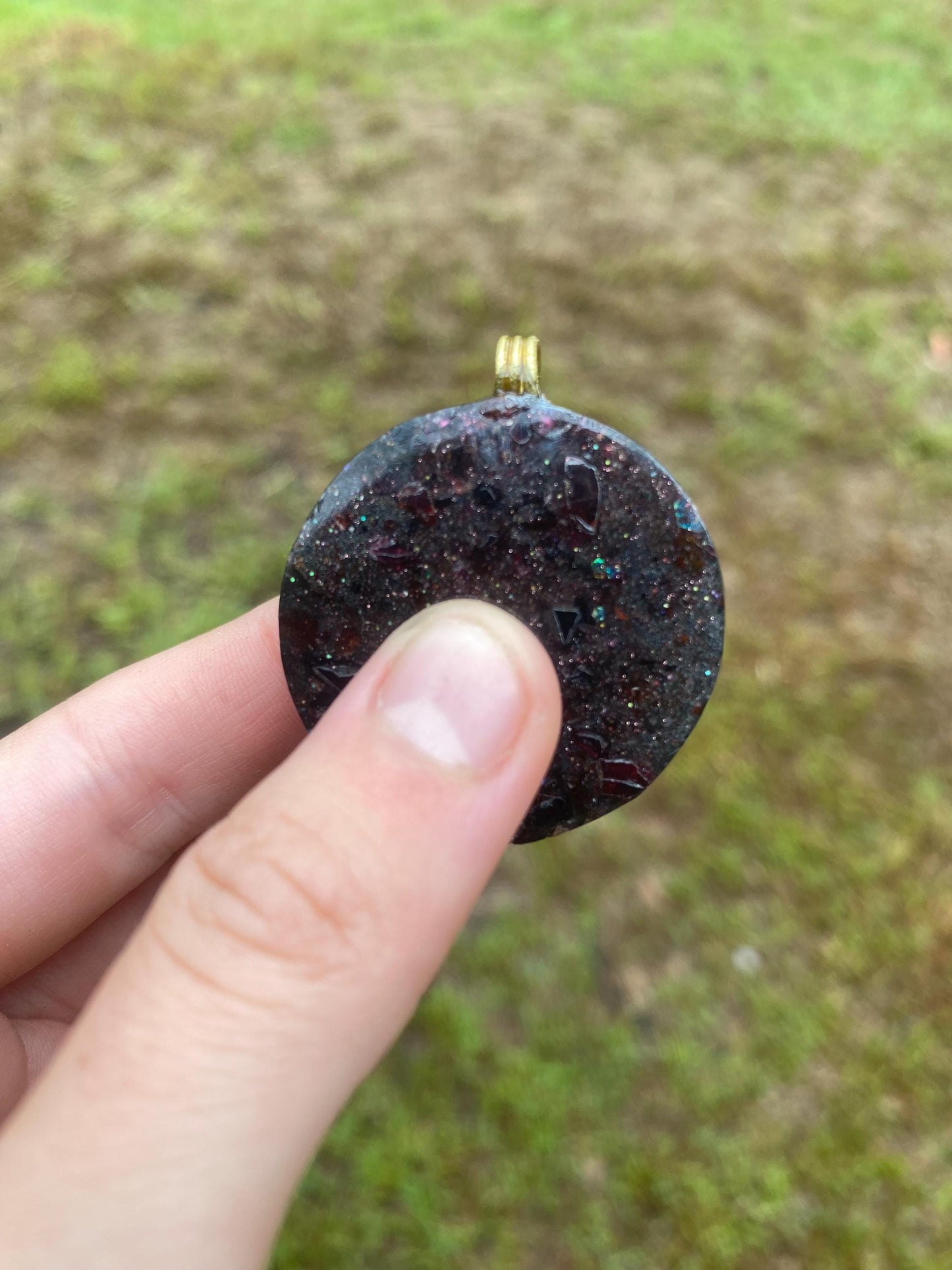 Sun. Pendant Necklace. Made w Elite Shungite. Almandine Garnet. Tensor Ring. EMF Protection. 5G Protection.