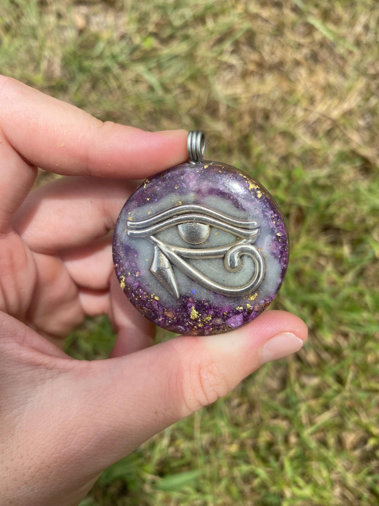 Eye of Horus. Orgone Pendant Necklace. Made w Elite Shungite, Stitchtite & Tensor Ring. Powerful. 5G Protection.