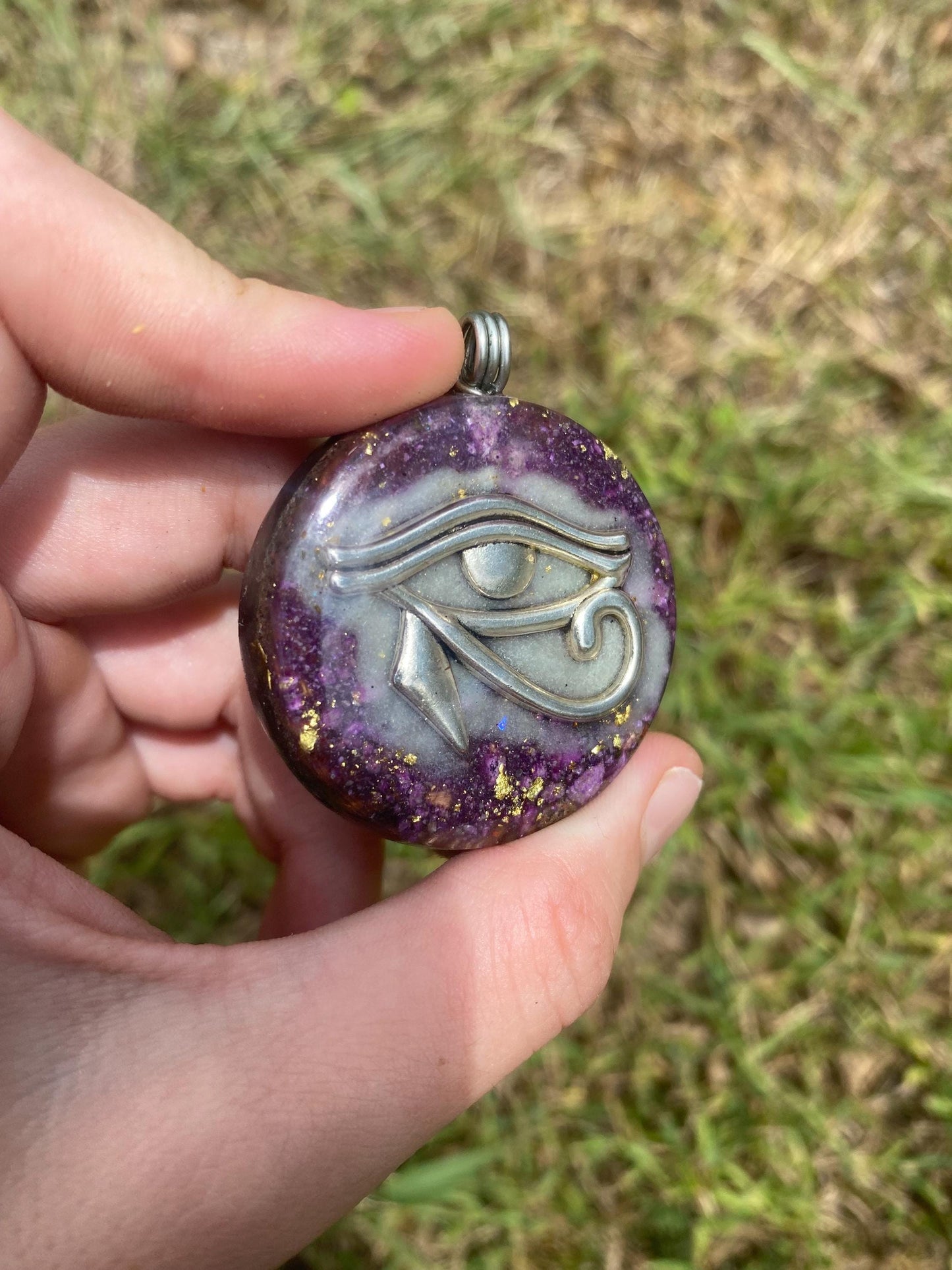 Eye of Horus. Orgone Pendant Necklace. Made w Elite Shungite, Stitchtite & Tensor Ring. Powerful. 5G Protection.