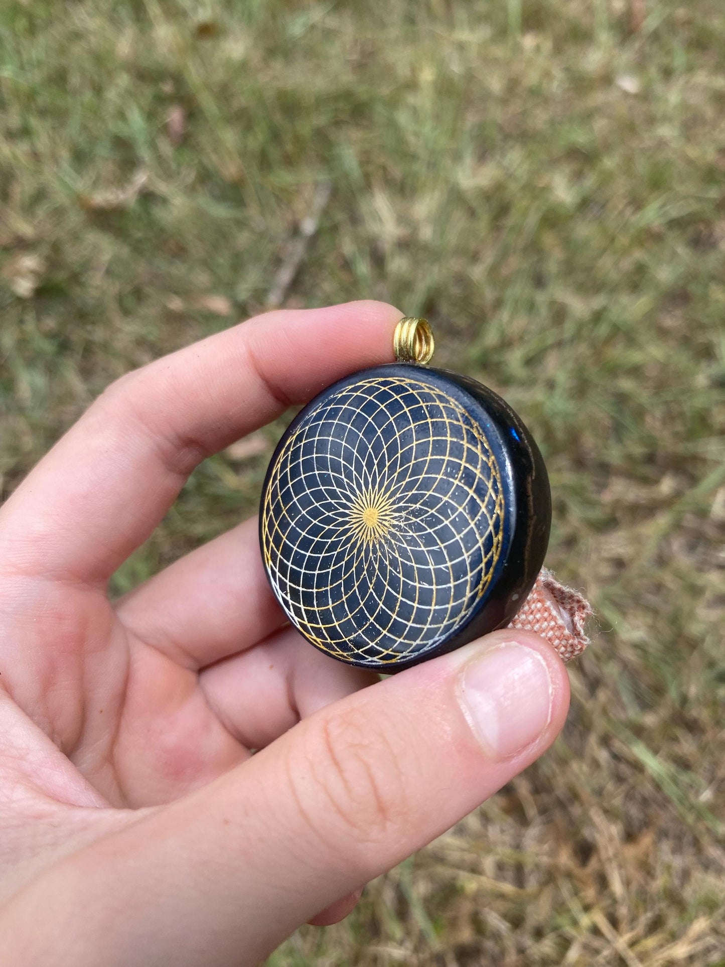 Torus. Eternal Life Lotus. Orgone Pendant Necklace. Made w Elite Shungite, Selenite & Blue Goldstone. Powerful. EMF Protection.