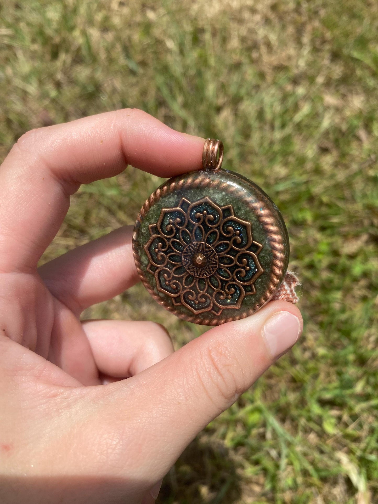 Boho Mandala Orgone Pendant Necklace. Made w Elite Shungite, and Diopside. Powerful. EMF Protection. 5G Protection.
