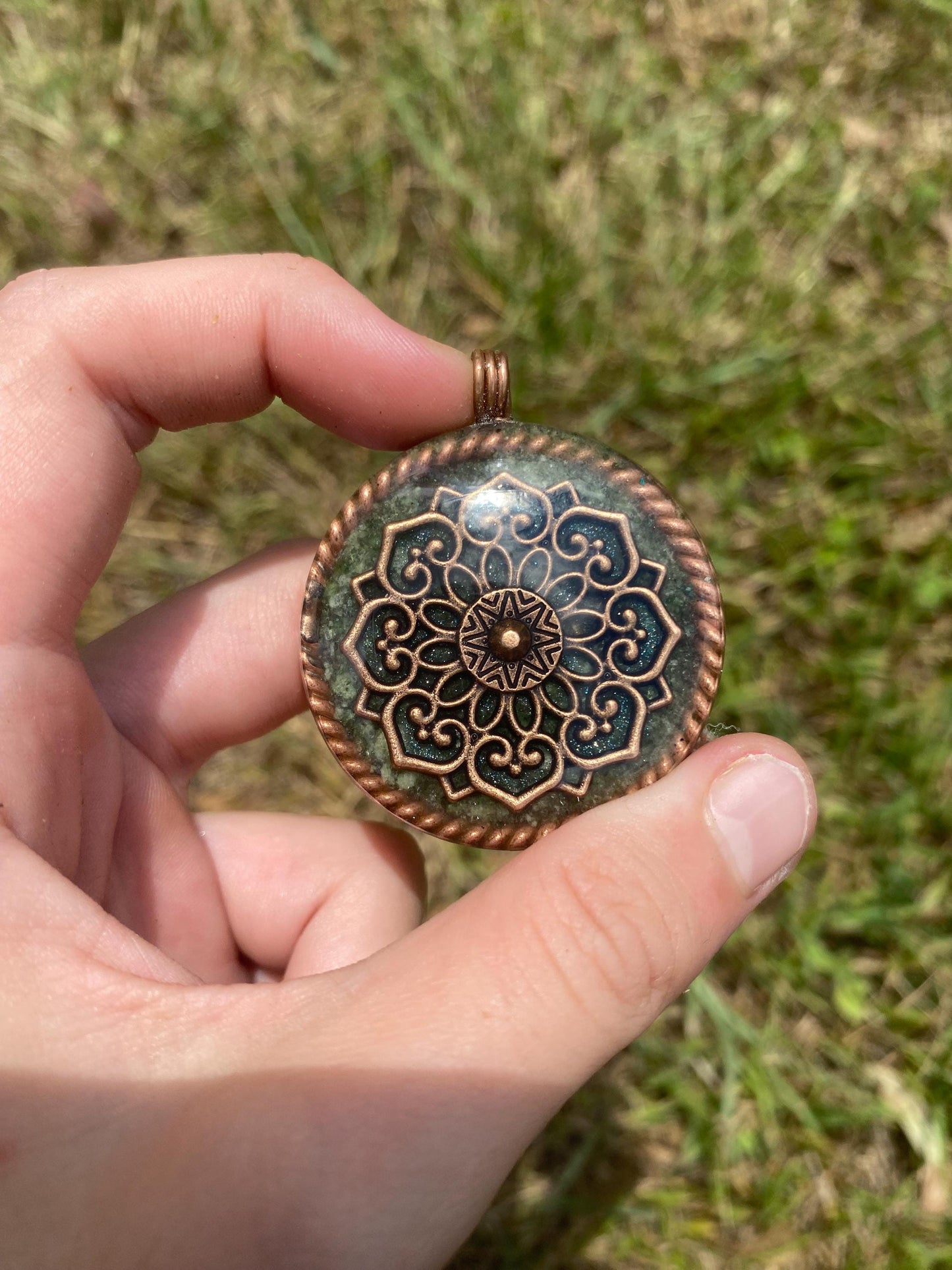Boho Mandala Orgone Pendant Necklace. Made w Elite Shungite, and Diopside. Powerful. EMF Protection. 5G Protection.