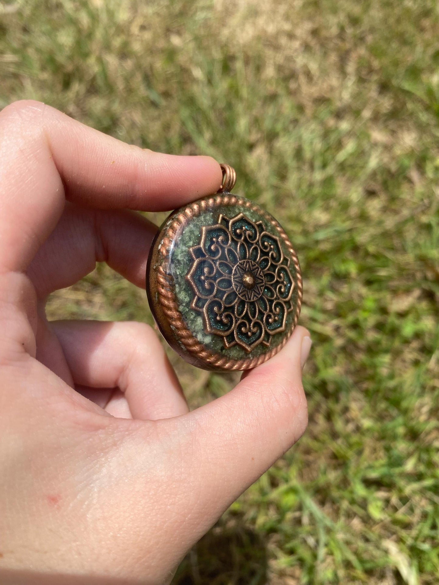 Boho Mandala Orgone Pendant Necklace. Made w Elite Shungite, and Diopside. Powerful. EMF Protection. 5G Protection.