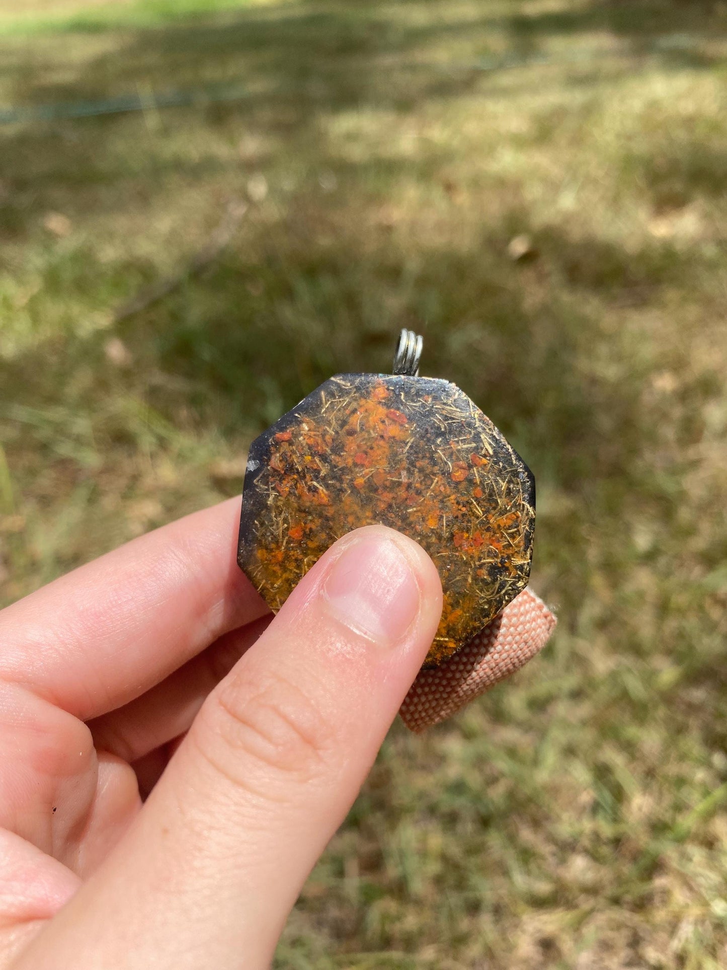 Merkaba. Orgone Pendant Necklace. Made w Elite Shungite, Crocoite and Tensor Ring. Powerful. EMF Protection.
