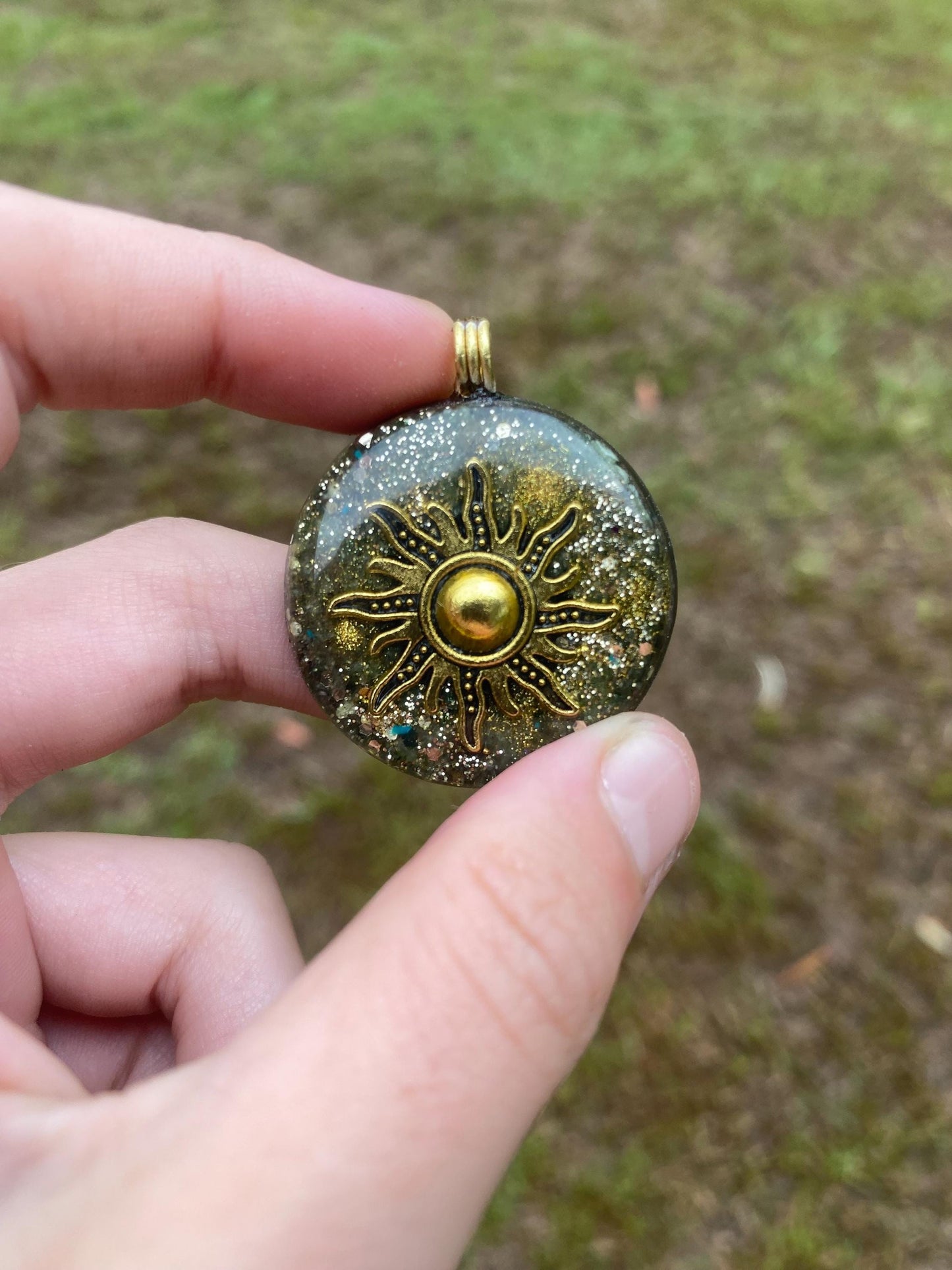 Sun Orgone Pendant Necklace. Made w Elite Shungite, and Diopside. Powerful. EMF Protection. 5G Protection.