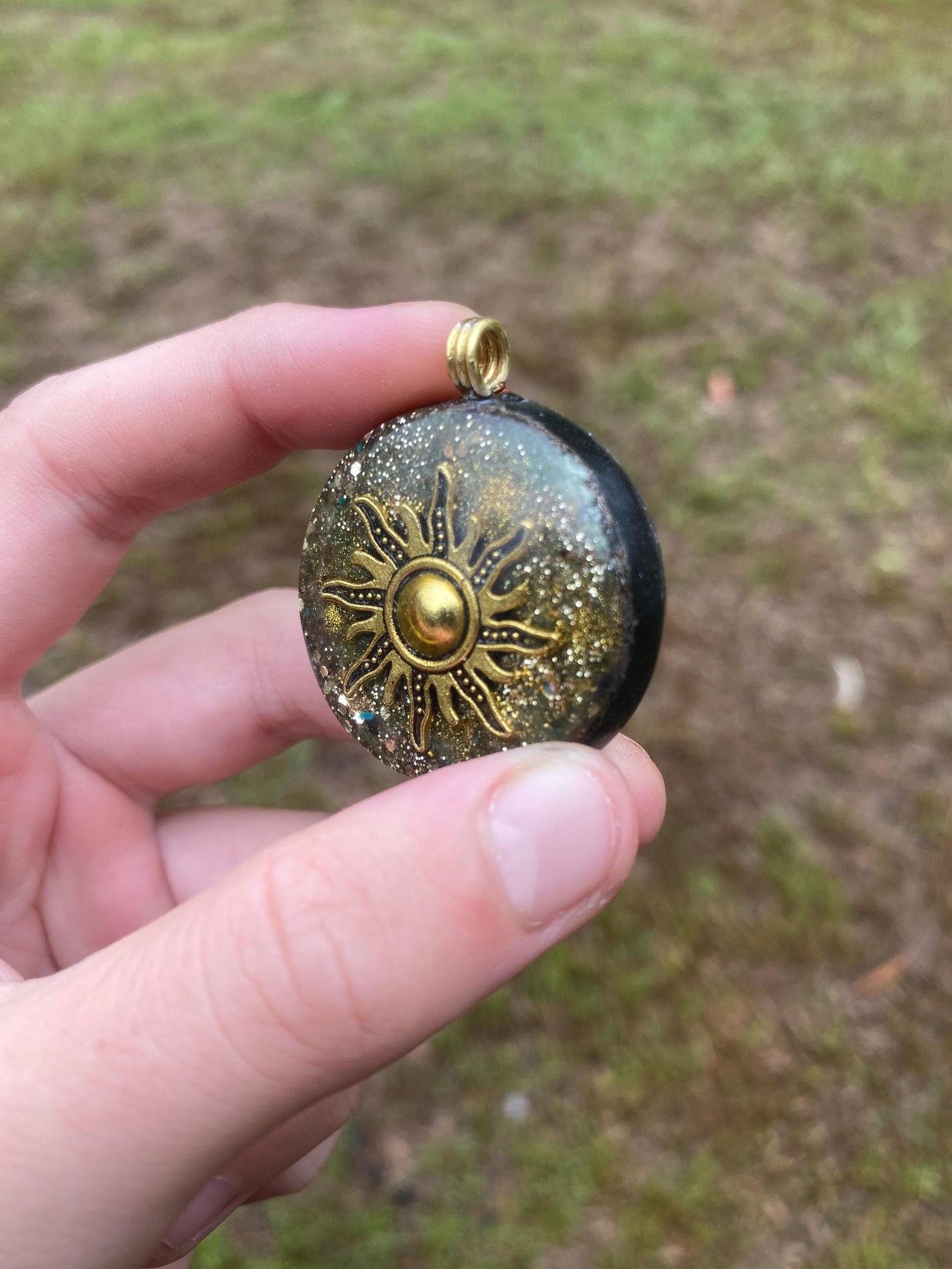 Sun Orgone Pendant Necklace. Made w Elite Shungite, and Diopside. Powerful. EMF Protection. 5G Protection.