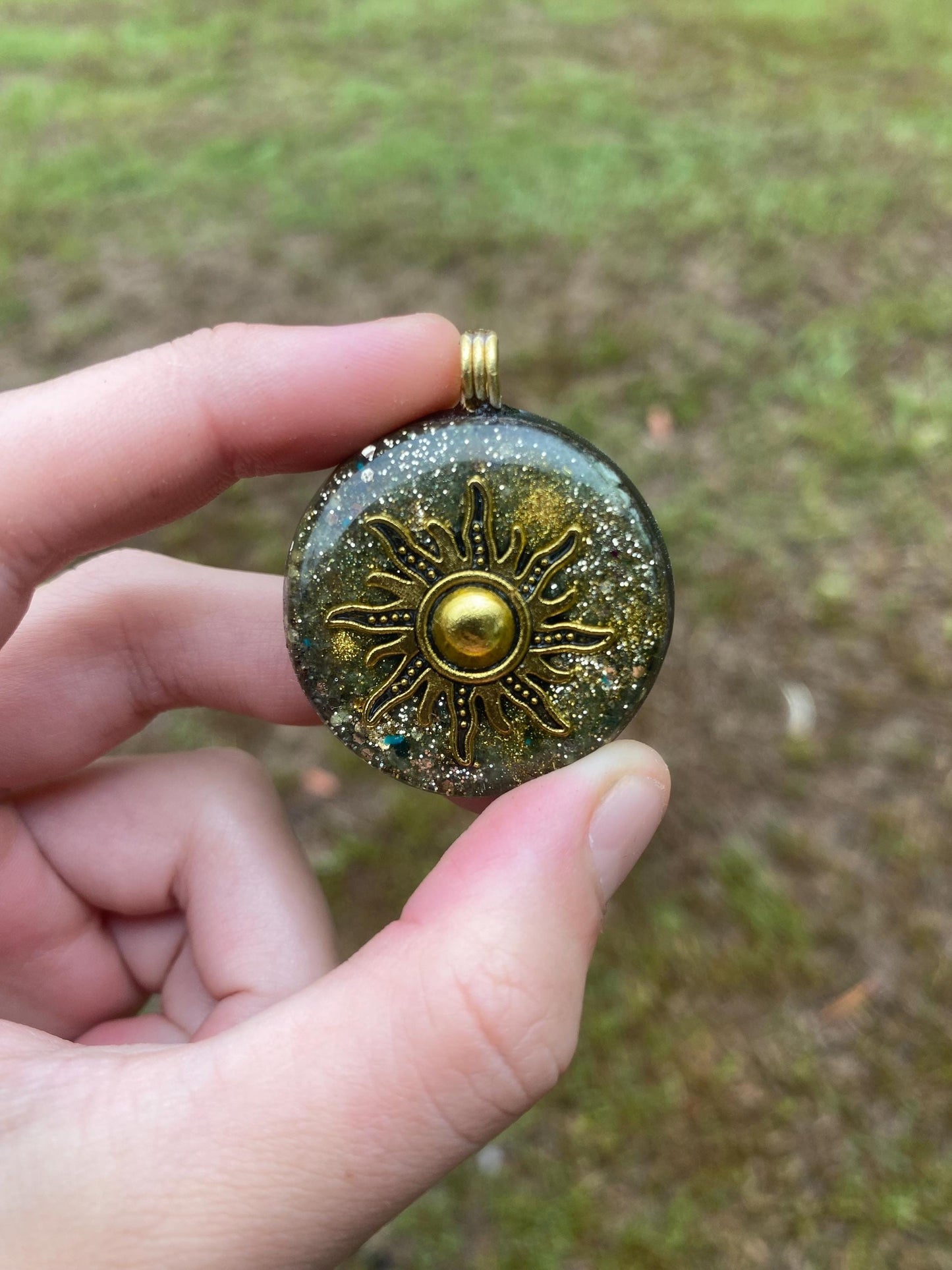 Sun Orgone Pendant Necklace. Made w Elite Shungite, and Diopside. Powerful. EMF Protection. 5G Protection.