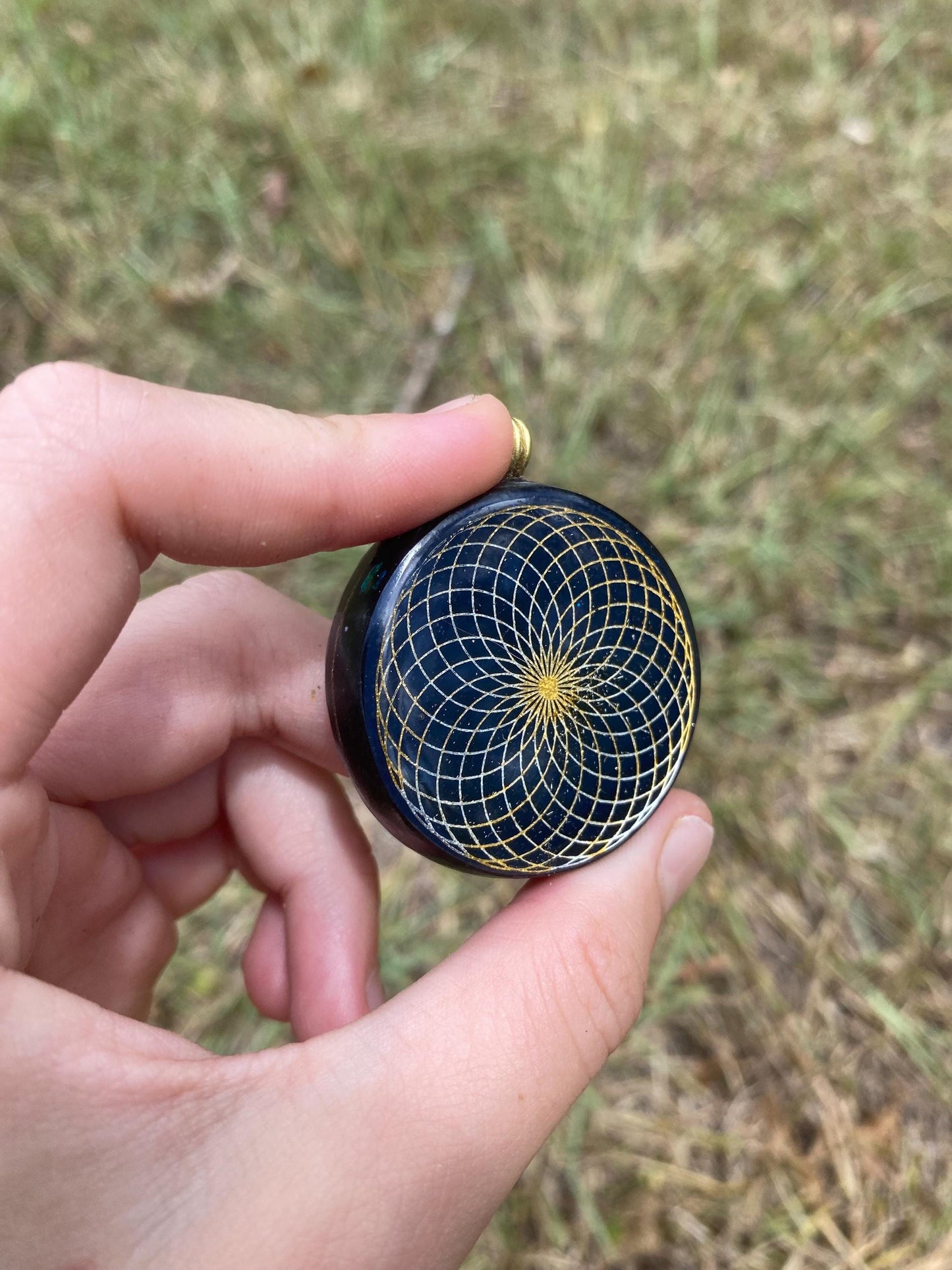 Torus. Eternal Life Lotus. Orgone Pendant Necklace. Made w Elite Shungite, Selenite & Blue Goldstone. Powerful. EMF Protection.