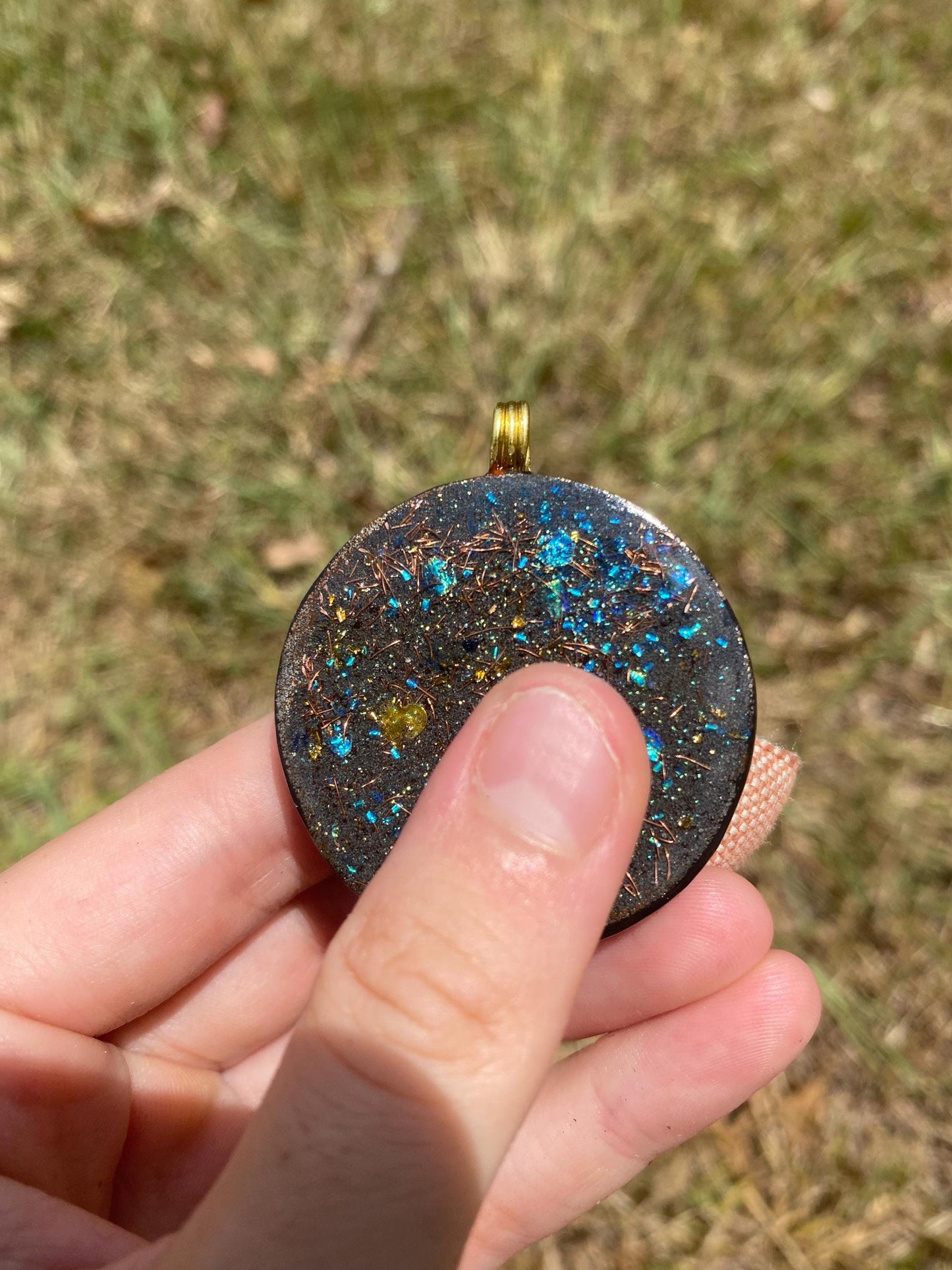 Torus. Eternal Life Lotus. Orgone Pendant Necklace. Made w Elite Shungite, Selenite & Blue Goldstone. Powerful. EMF Protection.