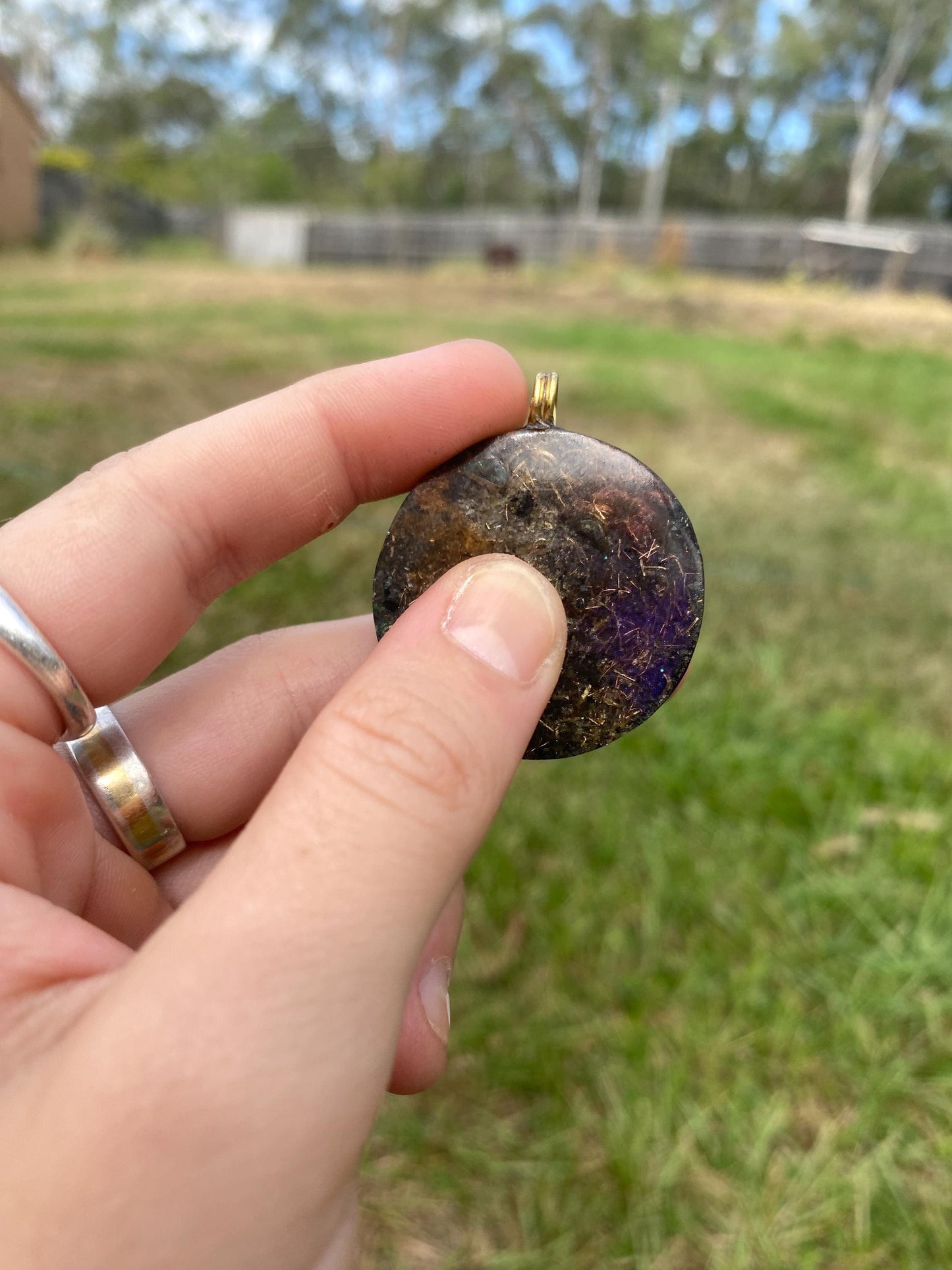 Bird. Orgone Pendant Necklace. Made w Elite Shungite, Labradorite & Tensor Ring. Powerful. 5G Protection.