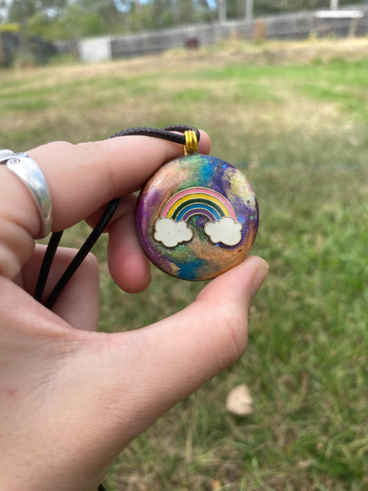 Rainbow. Orgone Pendant Necklace. TENSOR RING. Elite Shungite. Bronzite. EMF, 5G Protection.