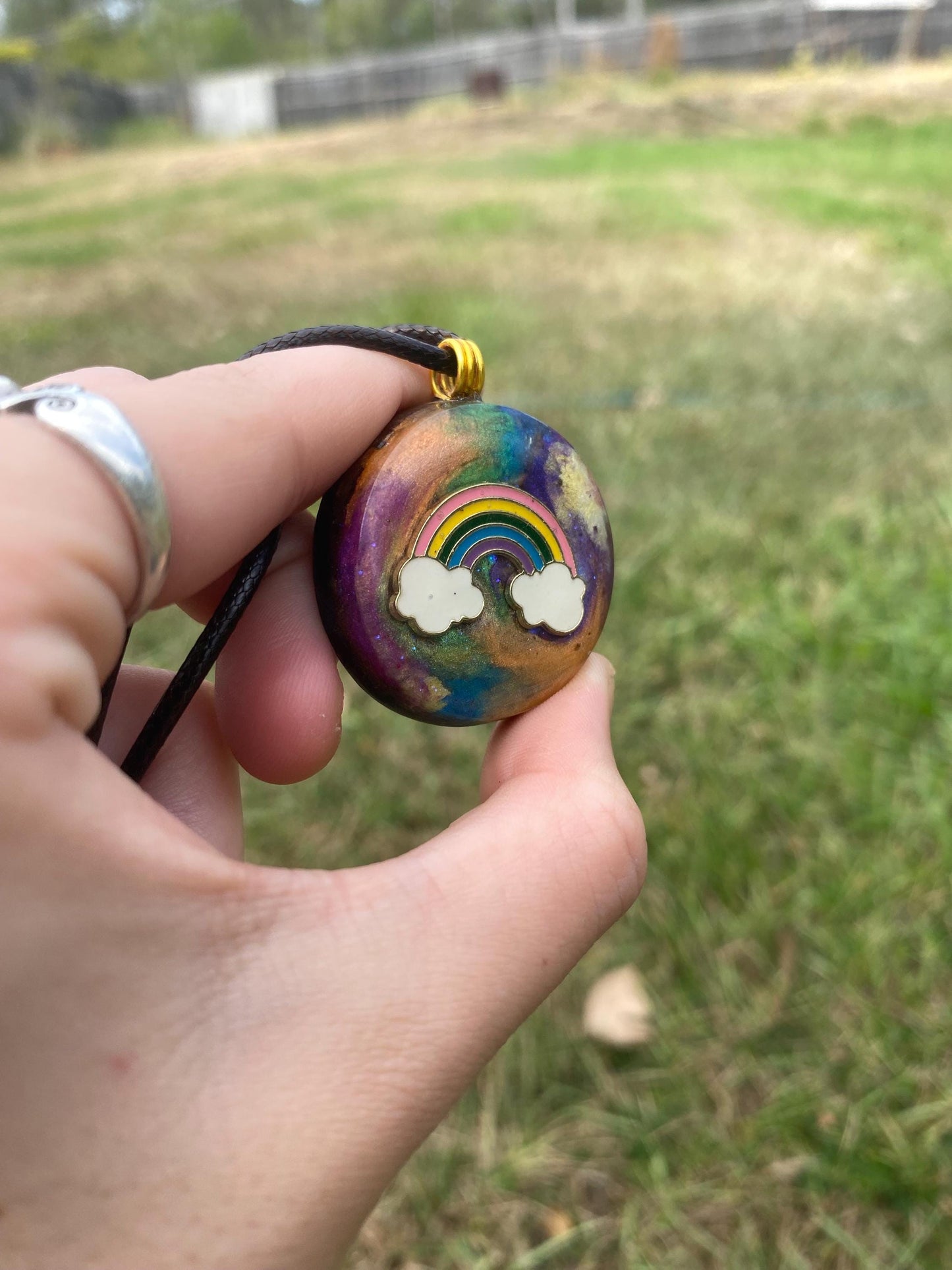 Rainbow. Orgone Pendant Necklace. TENSOR RING. Elite Shungite. Bronzite. EMF, 5G Protection.