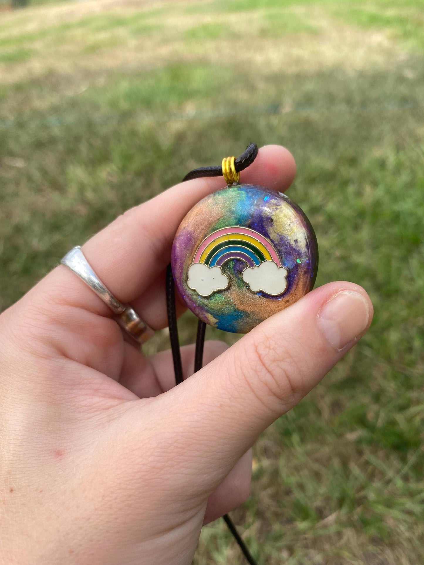 Rainbow. Orgone Pendant Necklace. TENSOR RING. Elite Shungite. Bronzite. EMF, 5G Protection.