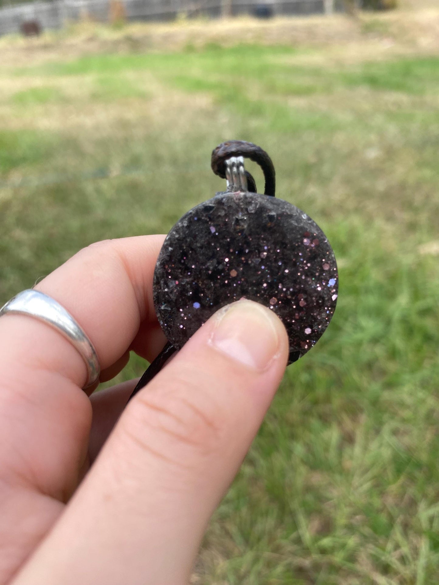 Fairy Orgonite Pendant: Shungite, Amethyst, Tensor Ring EMF Protection