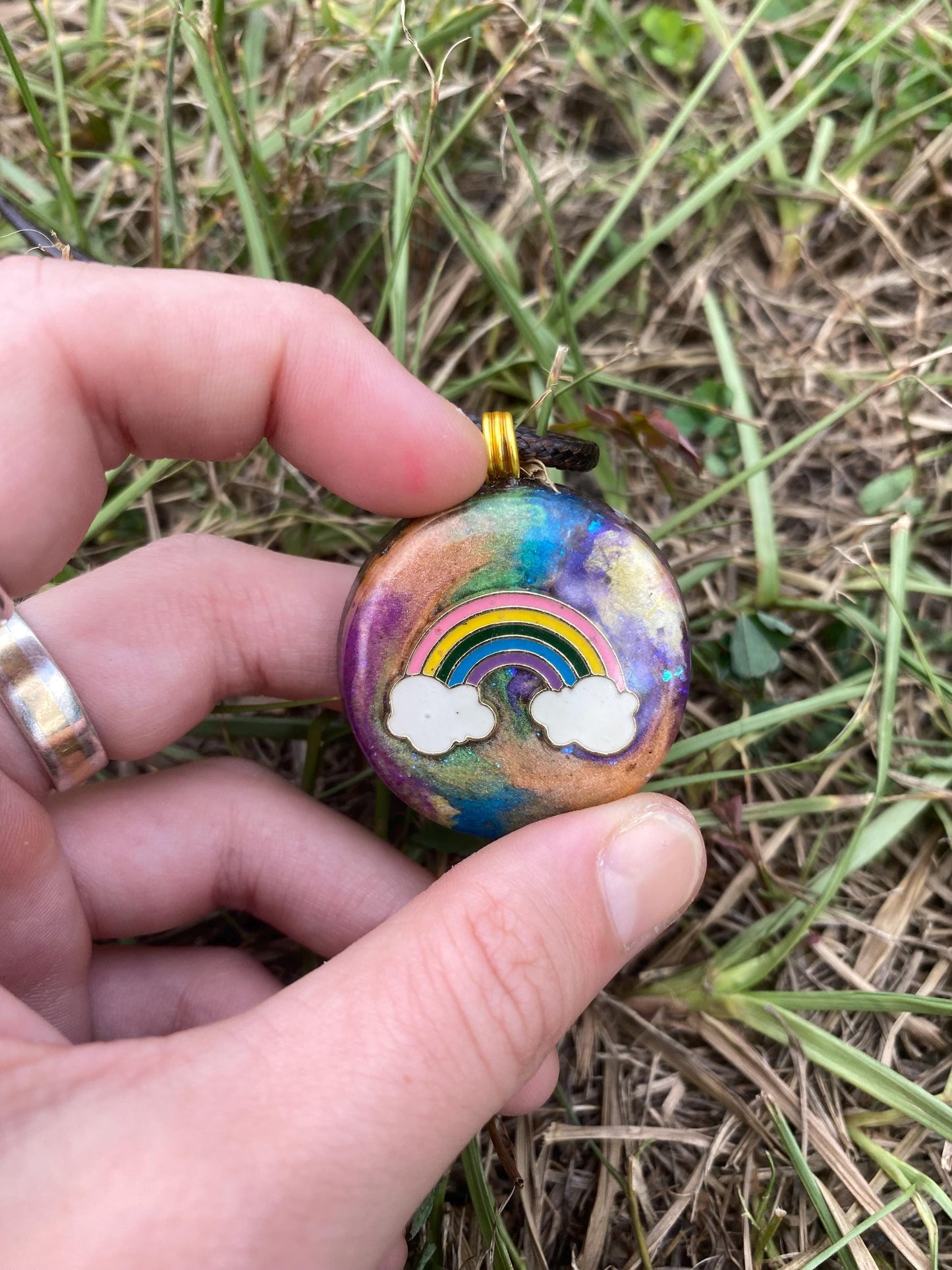 Rainbow. Orgone Pendant Necklace. TENSOR RING. Elite Shungite. Bronzite. EMF, 5G Protection.