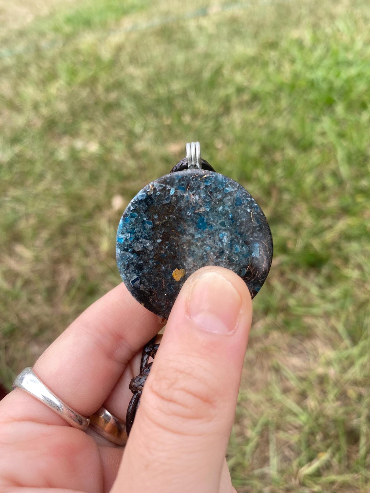 Butterfly. Orgone Pendant Necklace. Made w Blue Apatite, & Elite Shungite. Tensor Ring. Powerful. EMF Protection.