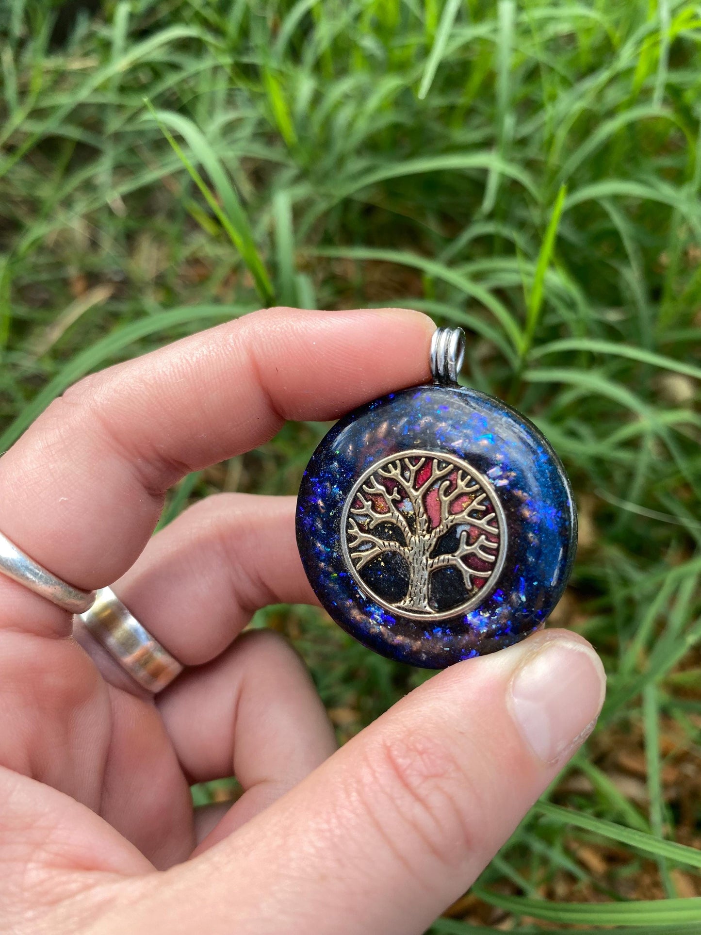 Tree of life. Orgone Pendant Necklace. Made w Elite Shungite, Lodestone and Tensor Ring. Powerful. EMF Protection. 5G Protection