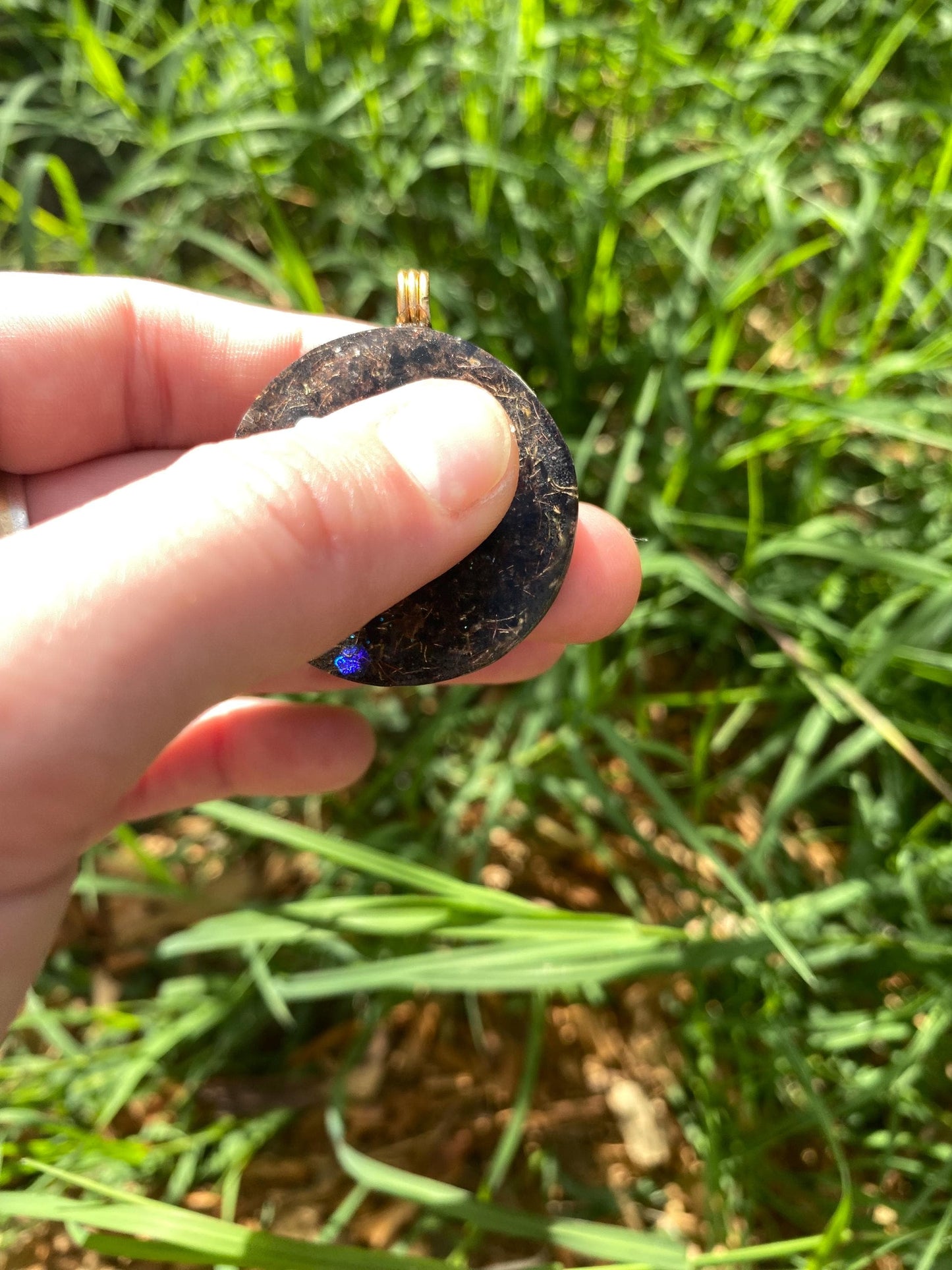 Unicorn orgone Pendant Necklace. Made w Elite Shungite, Selenite, 24ct Gold and Mica. Powerful. EMF 5G Protection. TENSOR RING