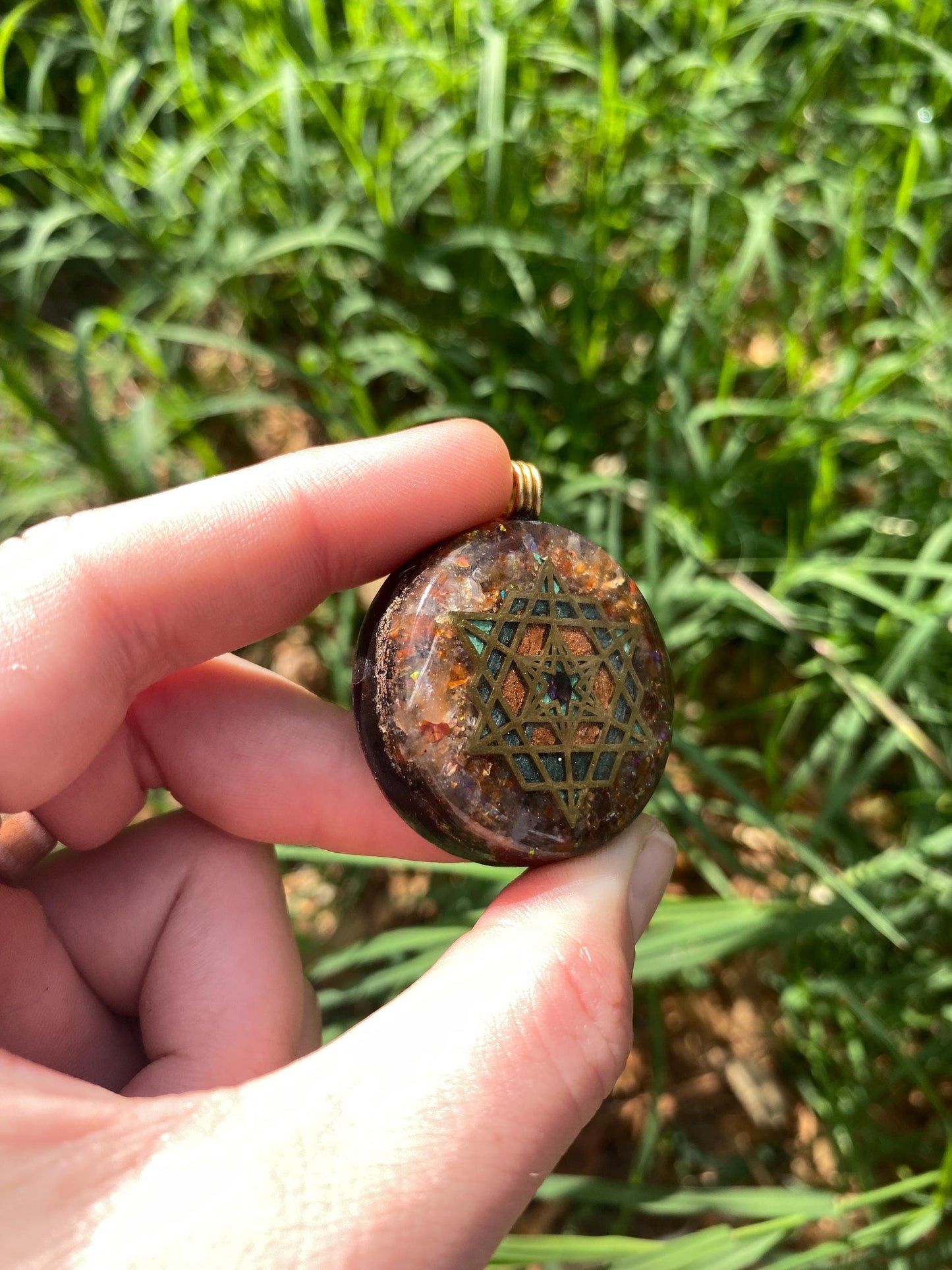 Star Tetrahedron, Orgone Pendant Necklace. TENSOR RING. Elite Shungite, Carnelian, 24ct Gold. 4G and 5G Protection.
