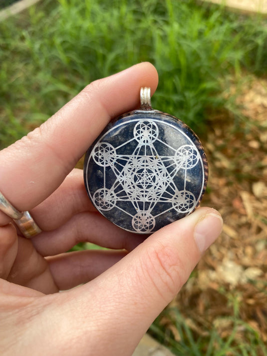 Metatrons Cube, Orgone Pendant Necklace. Made w Elite Shungite, Obsidian. Powerful. EMF Protection. 5G Protection. TENSOR RING