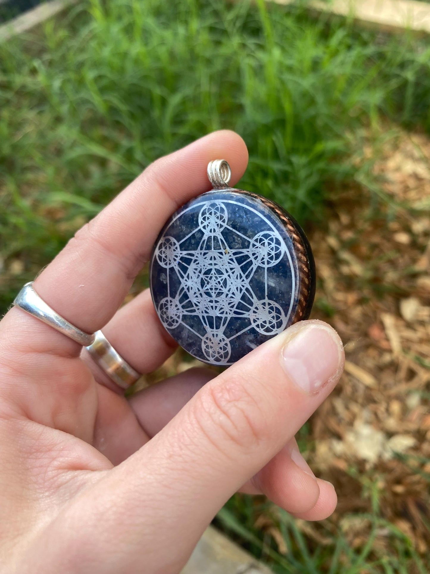 Metatrons Cube, Orgone Pendant Necklace. Made w Elite Shungite, Obsidian. Powerful. EMF Protection. 5G Protection. TENSOR RING