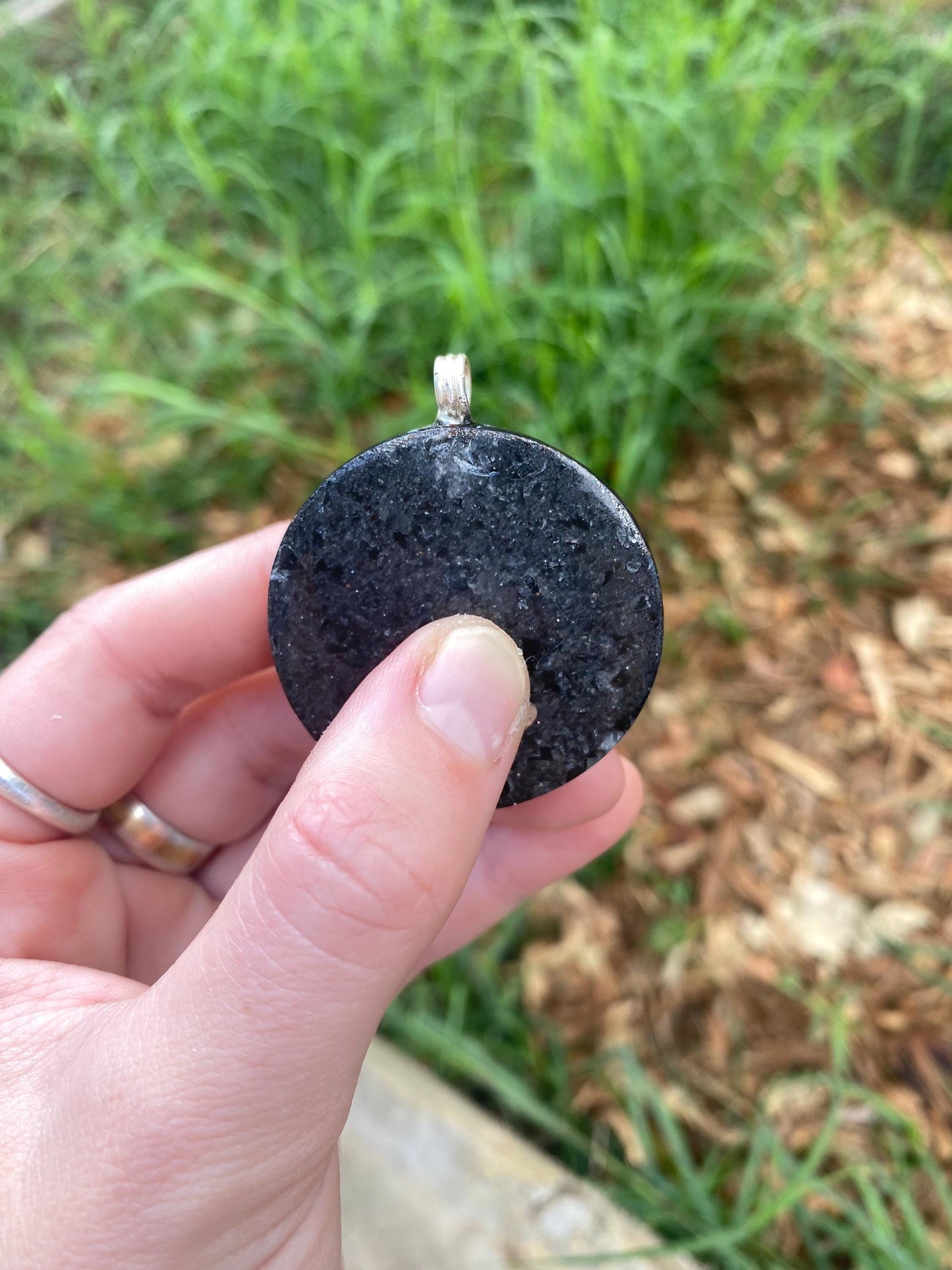 Metatrons Cube, Orgone Pendant Necklace. Made w Elite Shungite, Obsidian. Powerful. EMF Protection. 5G Protection. TENSOR RING