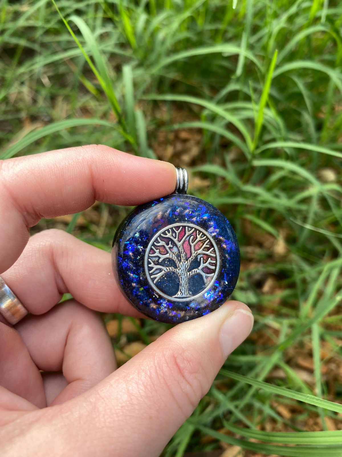 Tree of life. Orgone Pendant Necklace. Made w Elite Shungite, Lodestone and Tensor Ring. Powerful. EMF Protection. 5G Protection