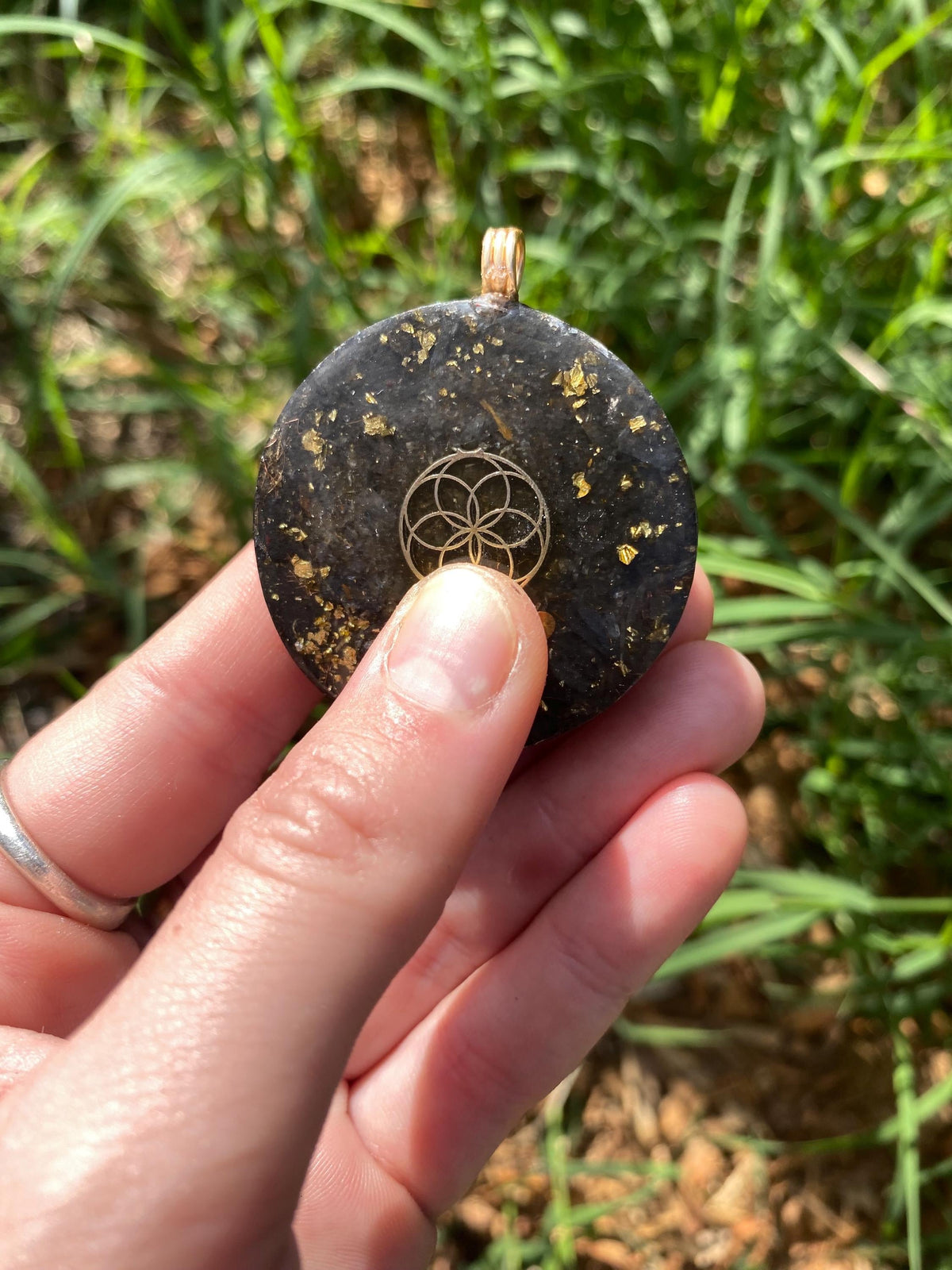 Dragon Pendant Necklace. Made w Elite Shungite, 24ct Gold and Black Kyanite. Powerful. EMF Protection. 5G Protection. Tensor Ring.